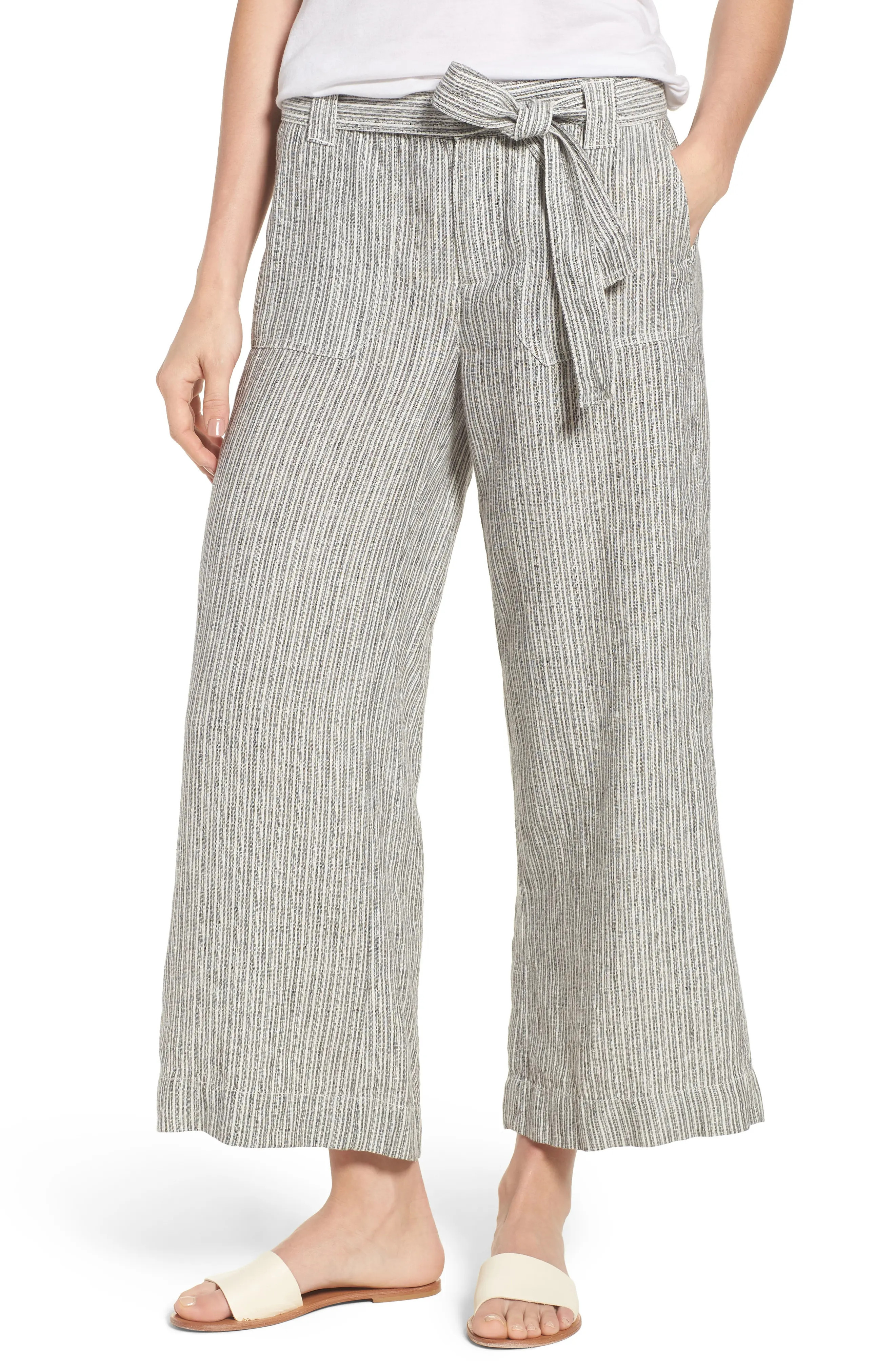 Caslon® Wide Leg Crop Linen Pants | Nordstrom