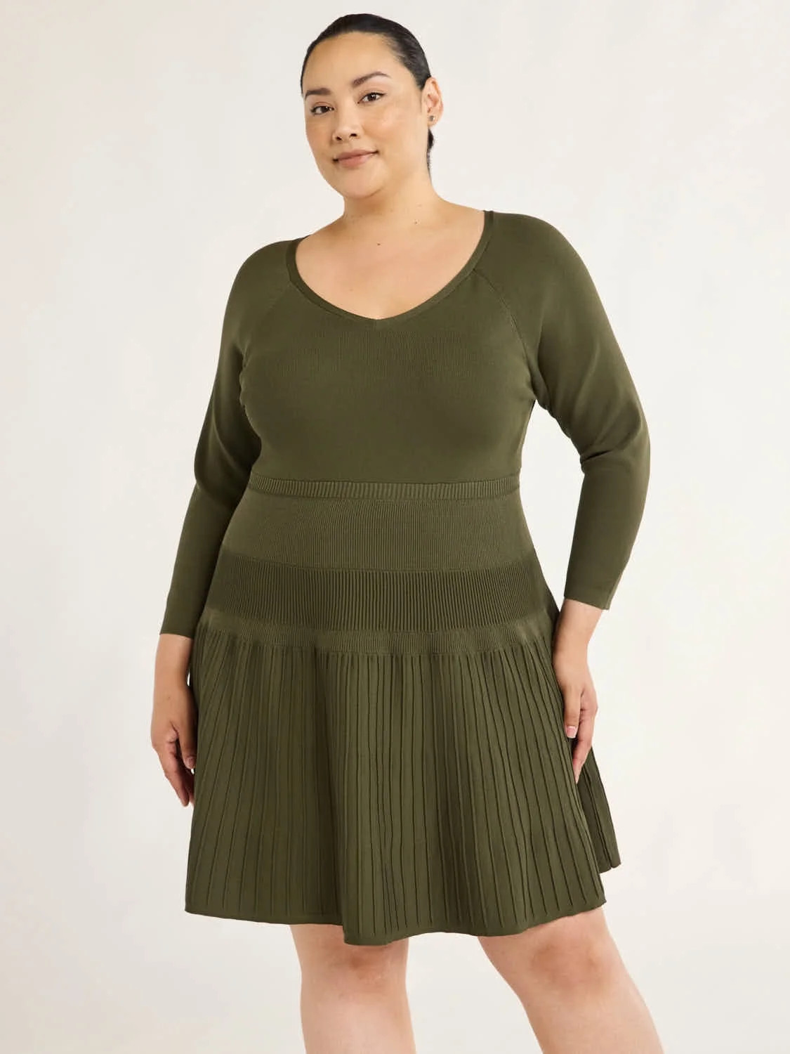 Scoop Women’s & Women's Plus Knit Mini Flare Dress, Sizes XS-4X | Walmart (US)
