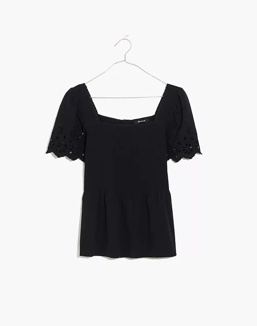 Eyelet-Sleeve Kate Smocked Top | Madewell