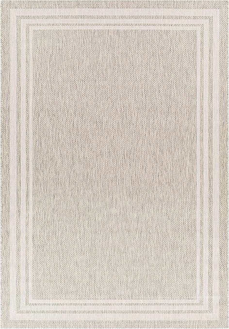 Burradoo Bordered Outdoor Area Rug - Outdoor Safe - Medium Gray, Gray, Peach - 7'10" x 10'2" | Amazon (US)