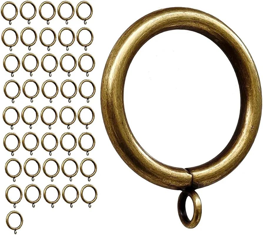Curtain Ring Metal 42-Pcs 1.5 Inch Inner Diameter with Eyelets Fit Up to 1 1/4-Inch Rod Large Wir... | Amazon (US)