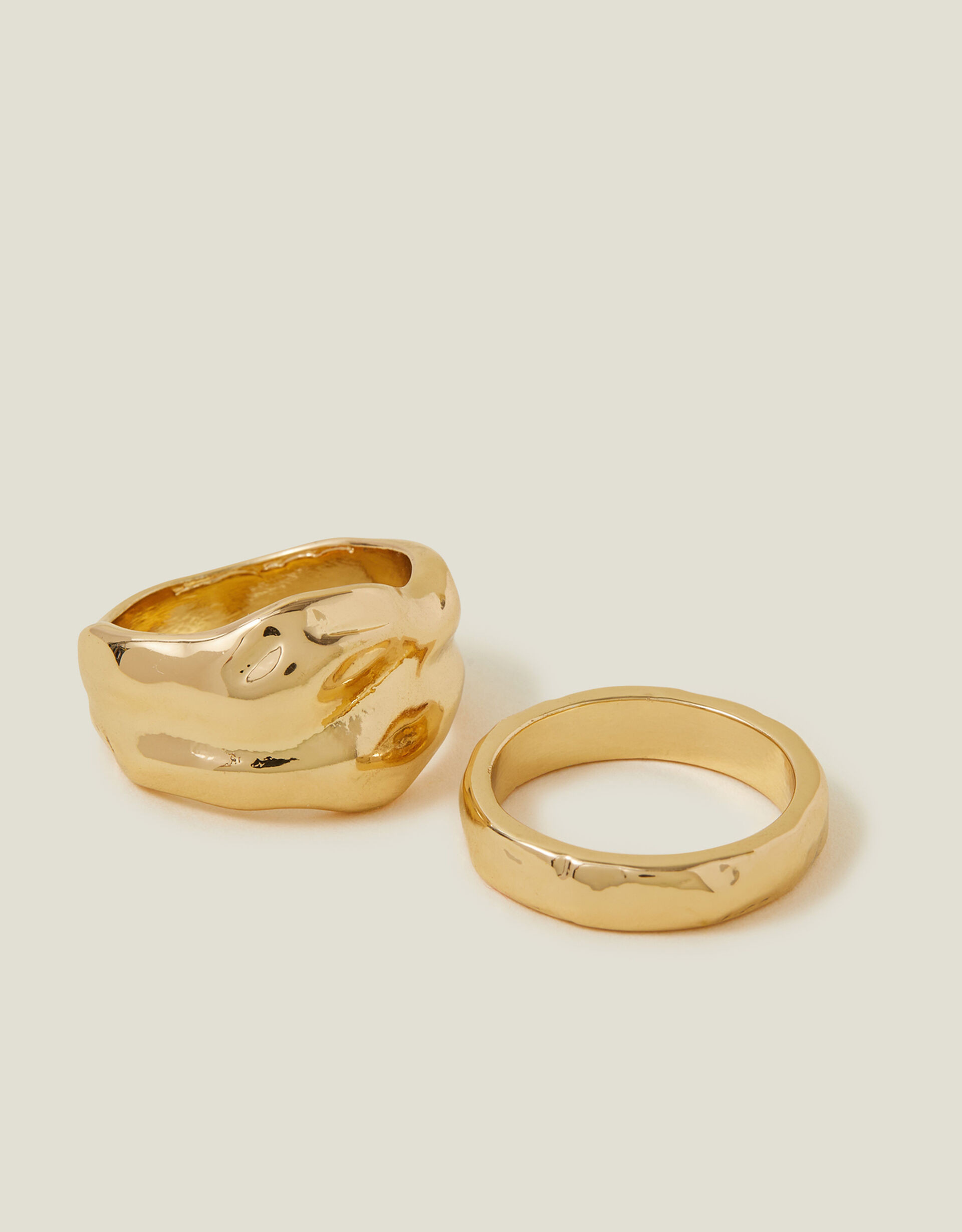 2-Pack Textured Chunky Rings Gold | Accessorize (Global)