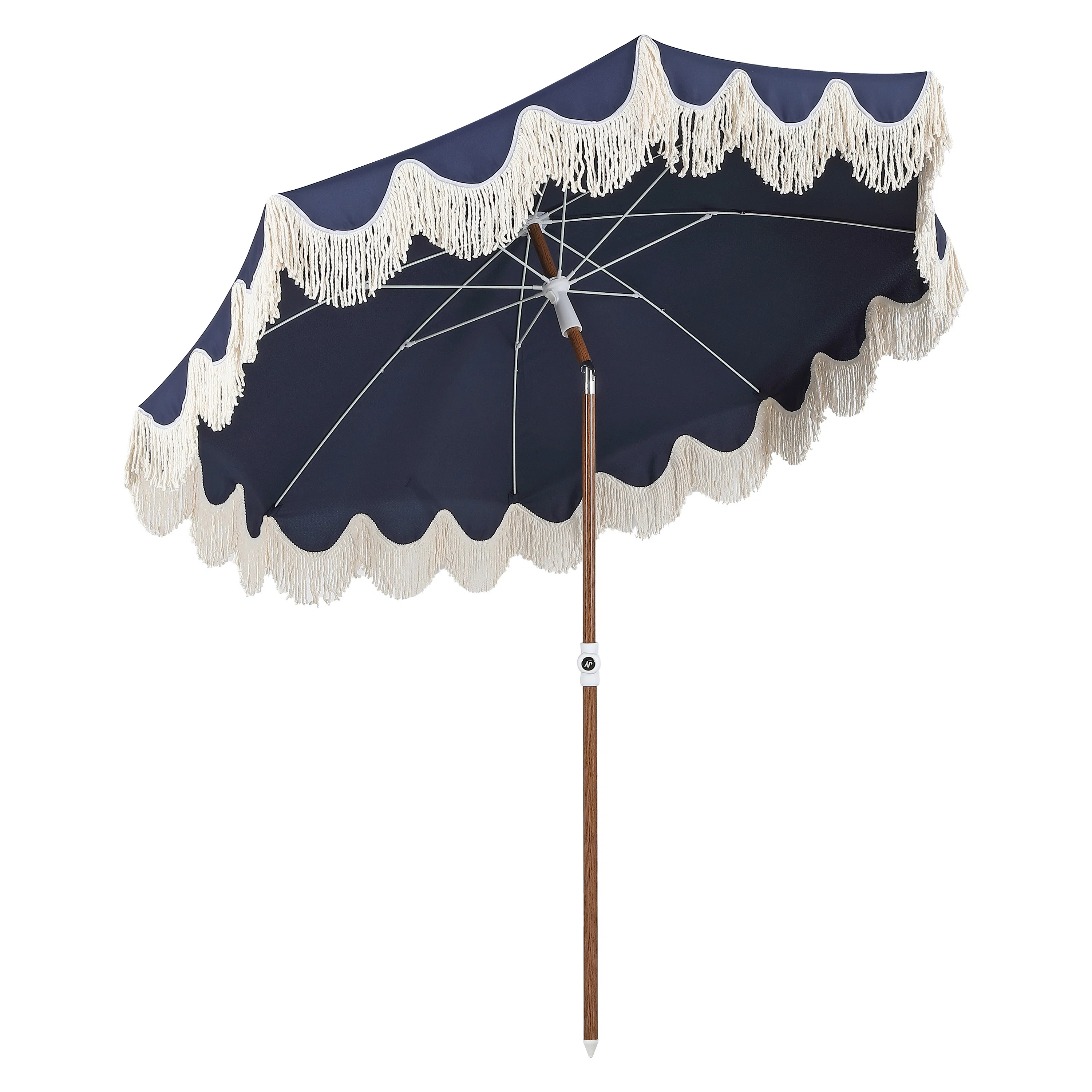 Mariner 6.5 ft. Classic Cottage Fringe Tassel Market Beach Umbrella with Push Button Tilt, Wind V... | Wayfair North America