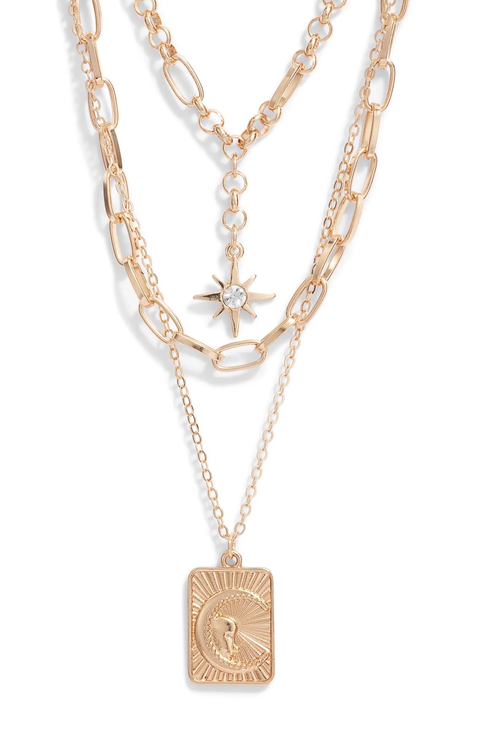 BP. Layered Moon Plaque Pendant Necklace | Nordstrom | Nordstrom