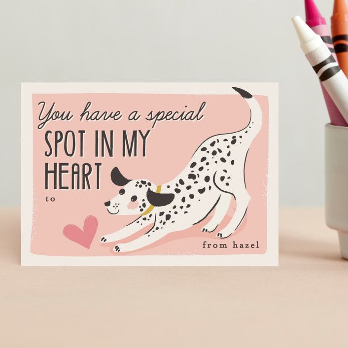 "Spot In My Heart" - Customizable Classroom Valentine's Day Cards in Pink by Karidy Walker. | Minted