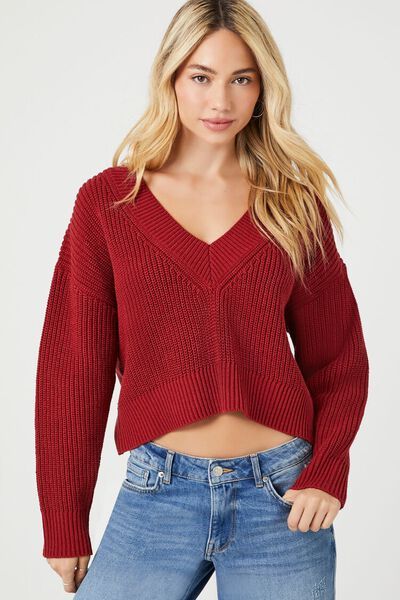 V-Neck Cropped Sweater | Forever 21 (US)