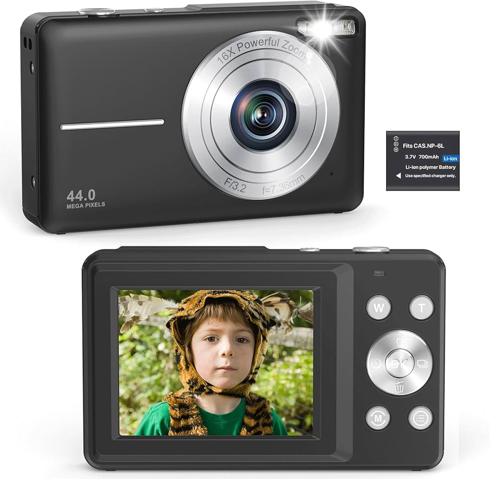 Digital Camera, FHD 1080P 44MP Digital Compact Camera Portable Digital Cameras with 2.4" LCD Scre... | Amazon (UK)