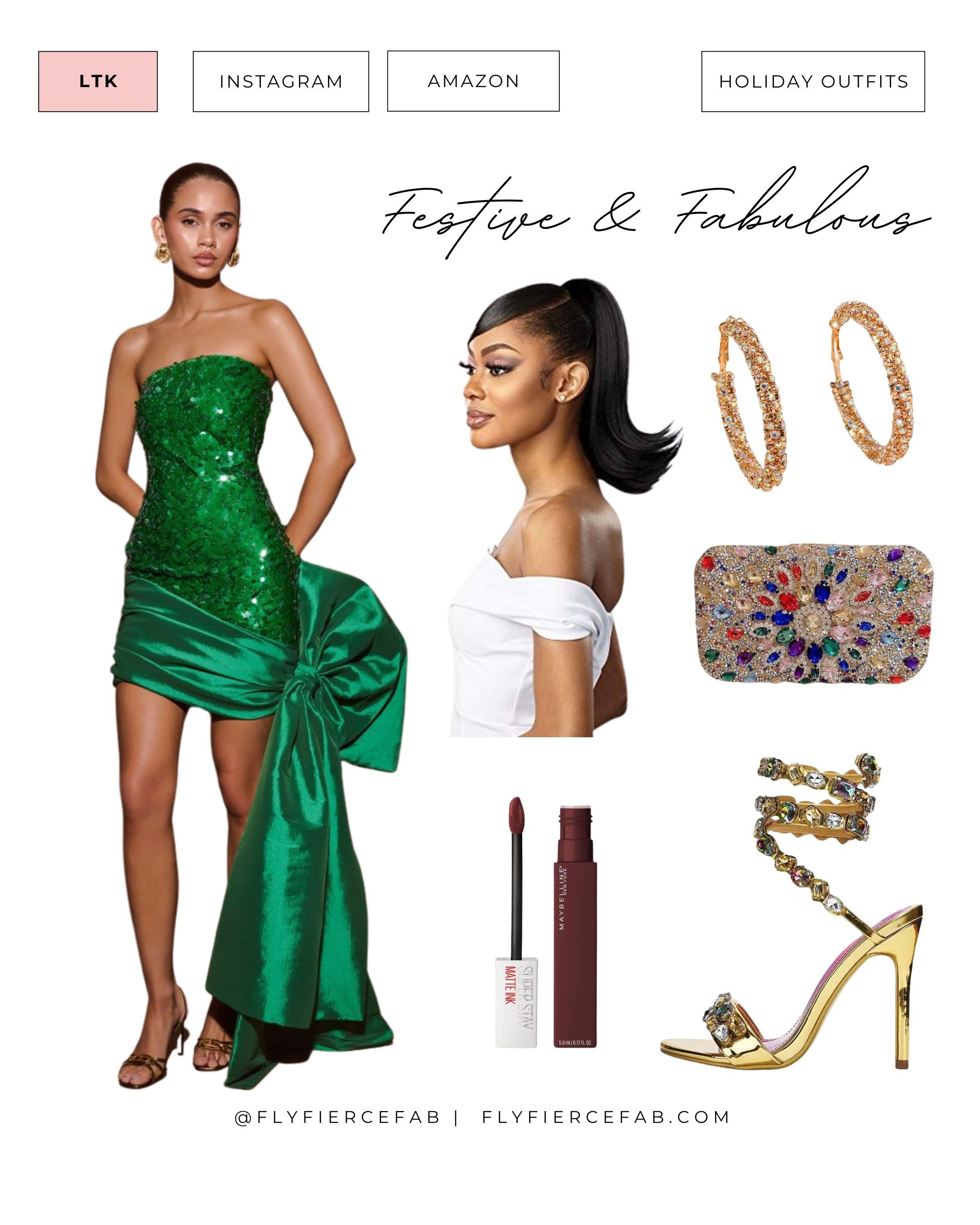 This green holiday dress from MESHKI is stunning! 😍🎄✨ This would be a fabulous holiday outfit for a Christmas party, a Christmas photoshoot, or holiday dinner.

I'd style this with a rhinestone clutch, and gold rhinestone wraparound heels from Amazon. 

I'd do a Barbie flip ponytail like this one by Sensationnel and a deep burgundy lip (like the Maybelline Liquid Lipstick in "Composer") for my hair and makeup.

#LTKHoliday #LTKSeasonal #LTKParties