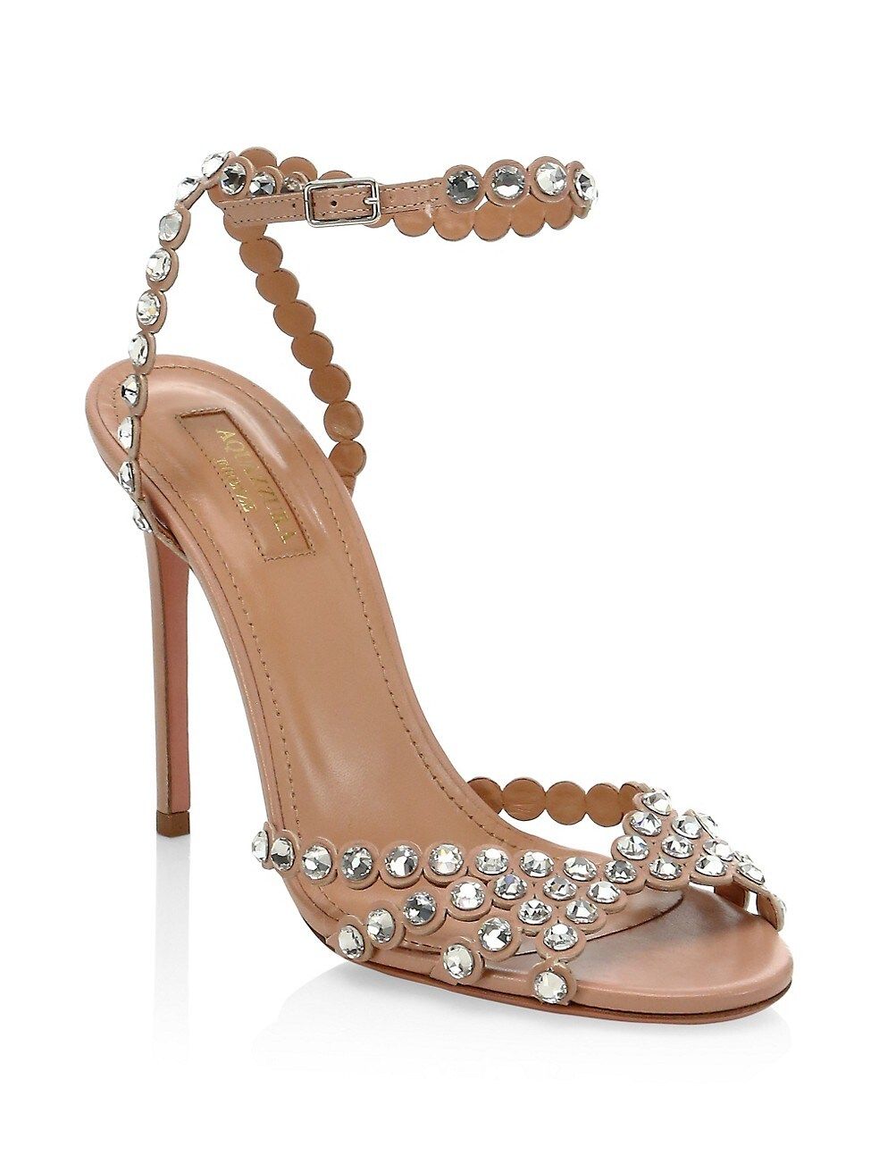 Aquazzura Tequila Crystal-Embellished Leather Sandals | Saks Fifth Avenue