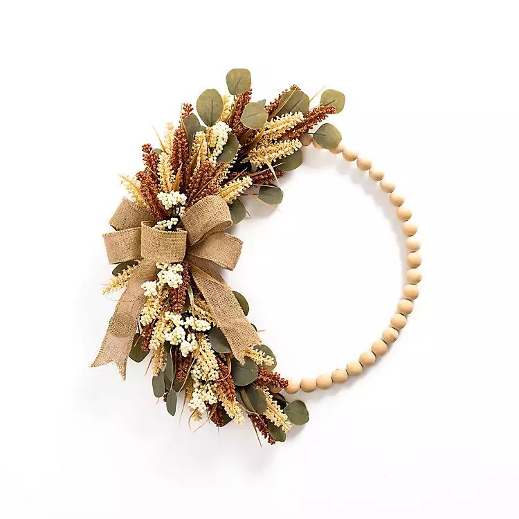 Eucalyptus Leaves Beaded Wood Wreath | Kirkland's Home