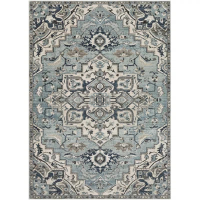 Minneapolis Machine Woven Oriental Navy/Gray Area Rug | Wayfair North America