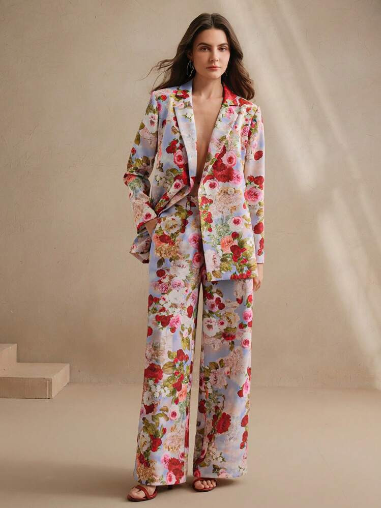 Floral Blazer & Pant Set | SHEIN