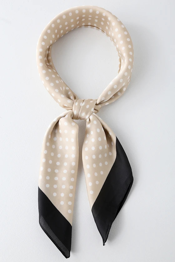 Genevieve Black and Beige Polka Dot Scarf | Lulus (US)