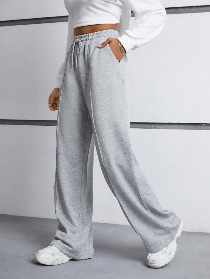 SHEIN EZwear Drawstring Waist Solid Color Casual Sweatpants | SHEIN