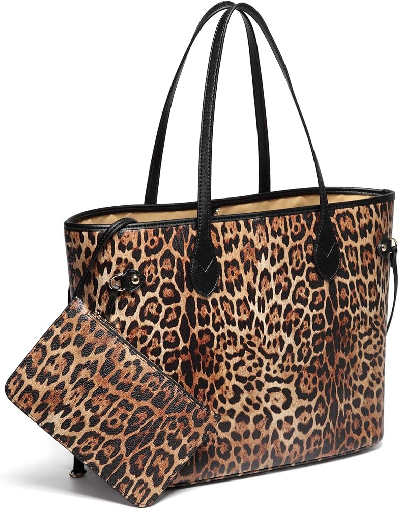 Amazon.com: Daisy Rose Tote Shoulder Travel Bag & Matching Clutch PU Vegan Leather - Leopard : Cl... | Amazon (US)