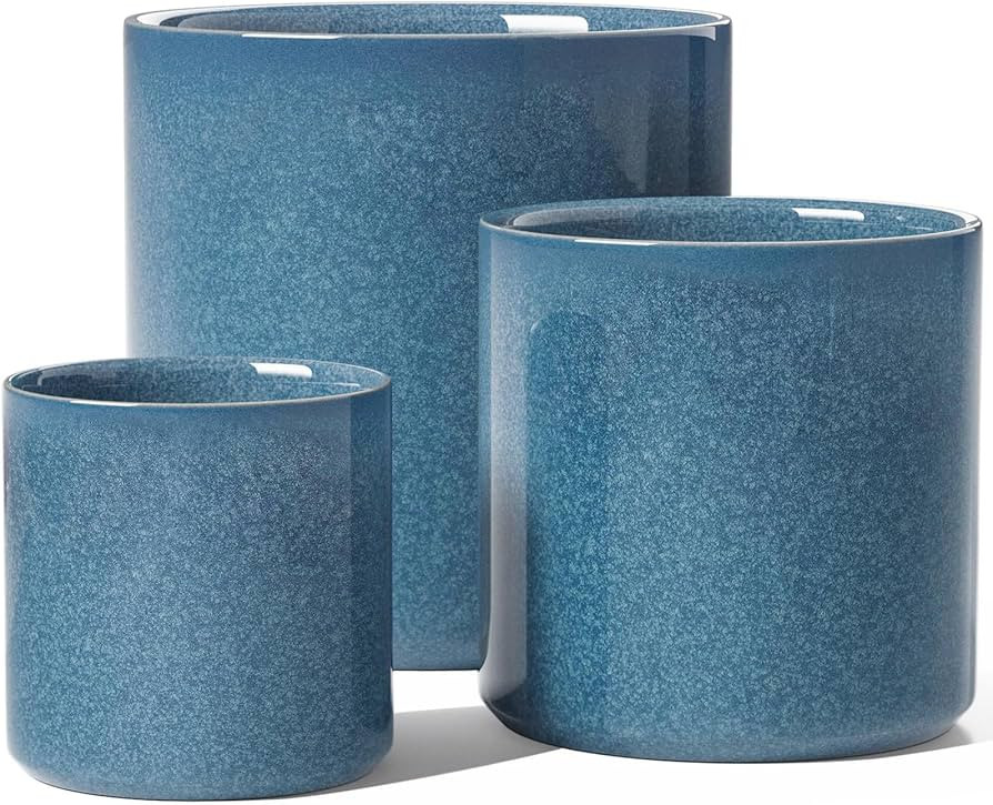 LE TAUCI Large Plant Pots Set, 10/8/6 Inch Ceramic Planters for Indoor Plants, Mid-Century Modern... | Amazon (US)