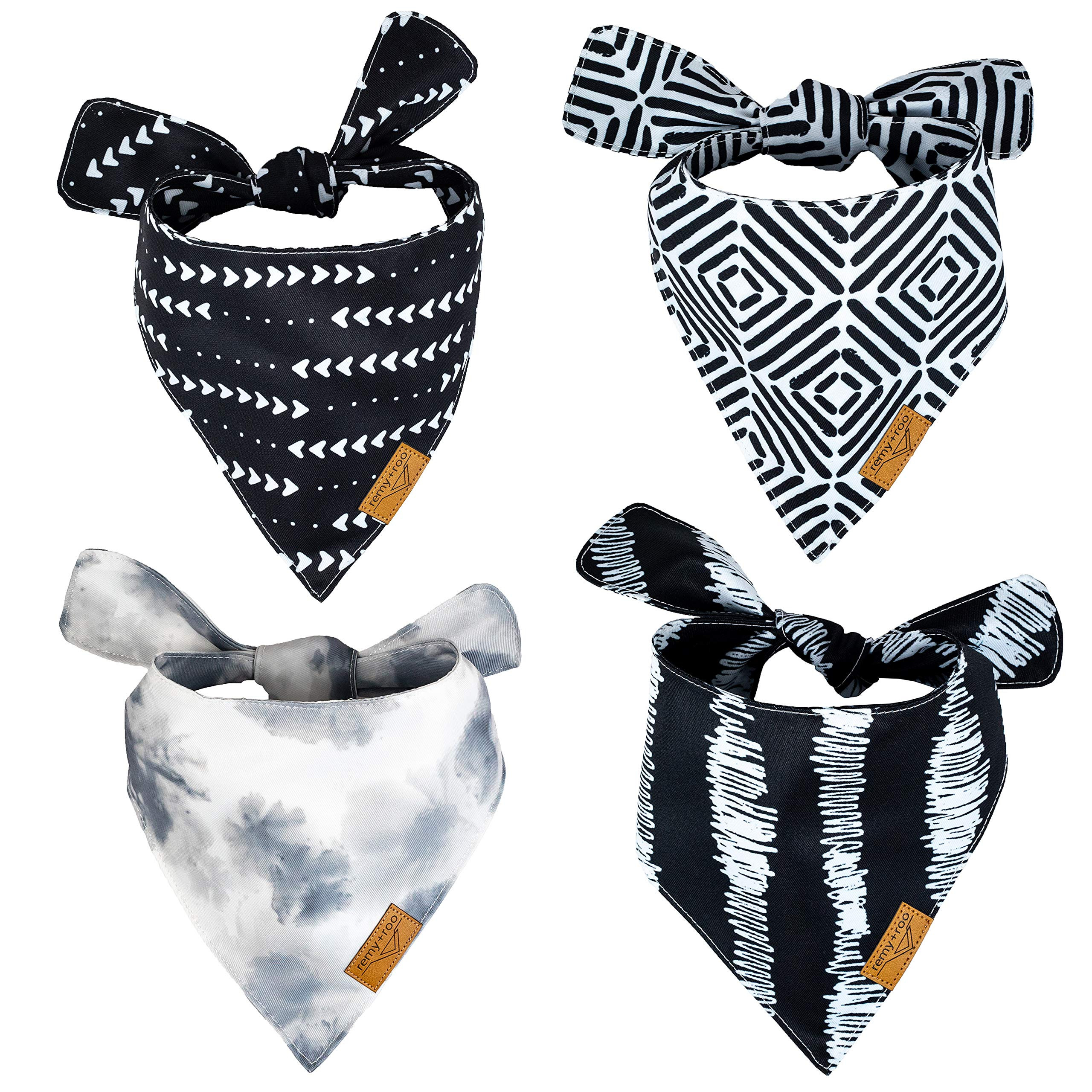 Remy+Roo Dog Bandanas - 4 Pack | Monochrome Set | Premium Durable Fabric | Patented Shape | Adjus... | Amazon (US)