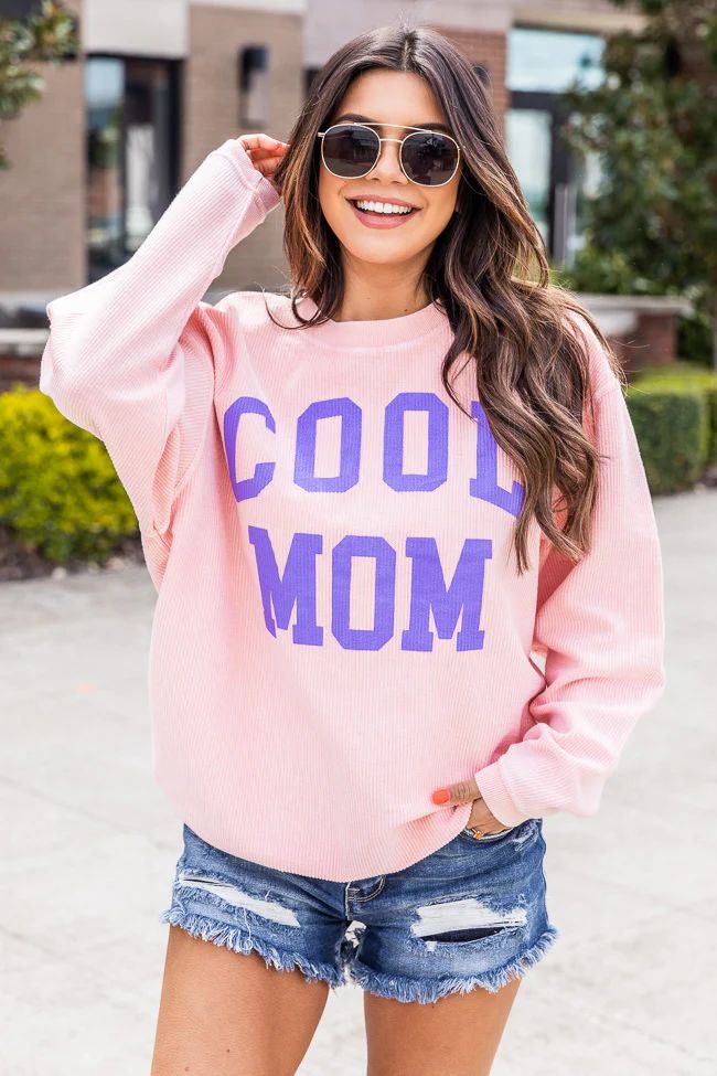 Cool Mom Pink Corded Graphic Sweatshirt | Pink Lily