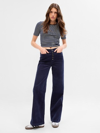 High Rise Corduroy Stride Wide-Leg Pants with Washwell | Gap (US)