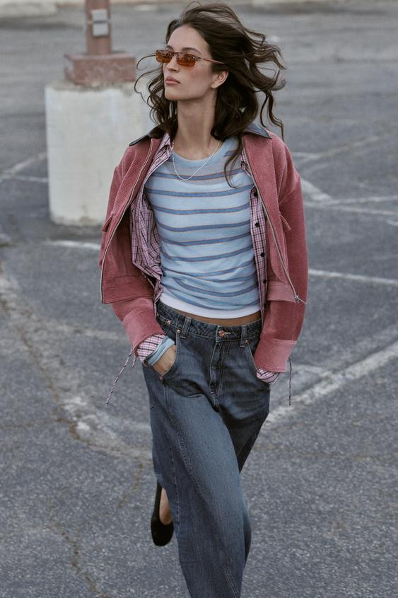 CORDUROY JACKET WITH FAUX LEATHER COLLAR | Zara US