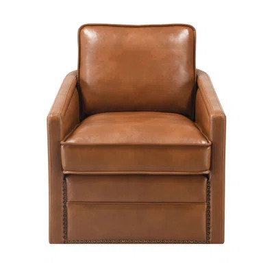 Brown Leather Aire Swivel Chair W/Glider | Wayfair North America