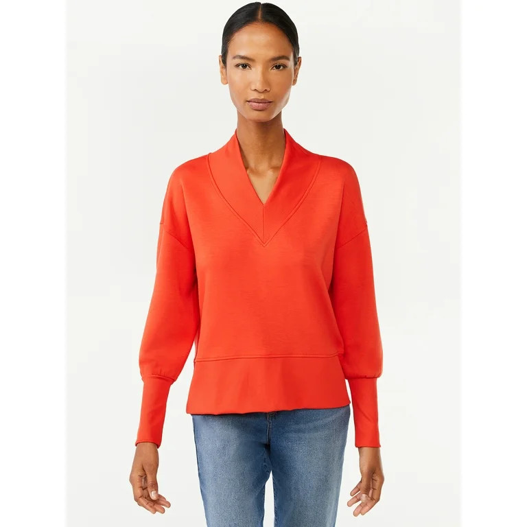 Scoop Women's Scuba Knit Sweatshirt - Walmart.com | Walmart (US)