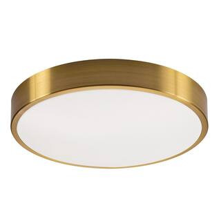 AFX Octavia 12 in. 2-Light Satin Brass LED Flush Mount OTVF1218LAJD1SB - The Home Depot | The Home Depot