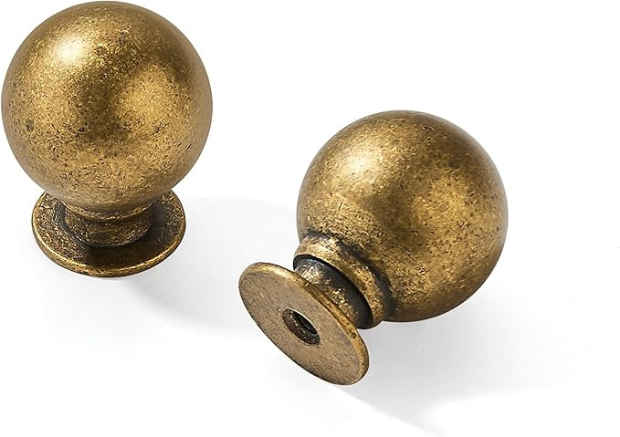 CABDM Brass Drawer Knobs 6 Pack 1 Inch Antique Brass Cabinet Knobs Kitchen Cabinet Hardware Vinta... | Amazon (US)