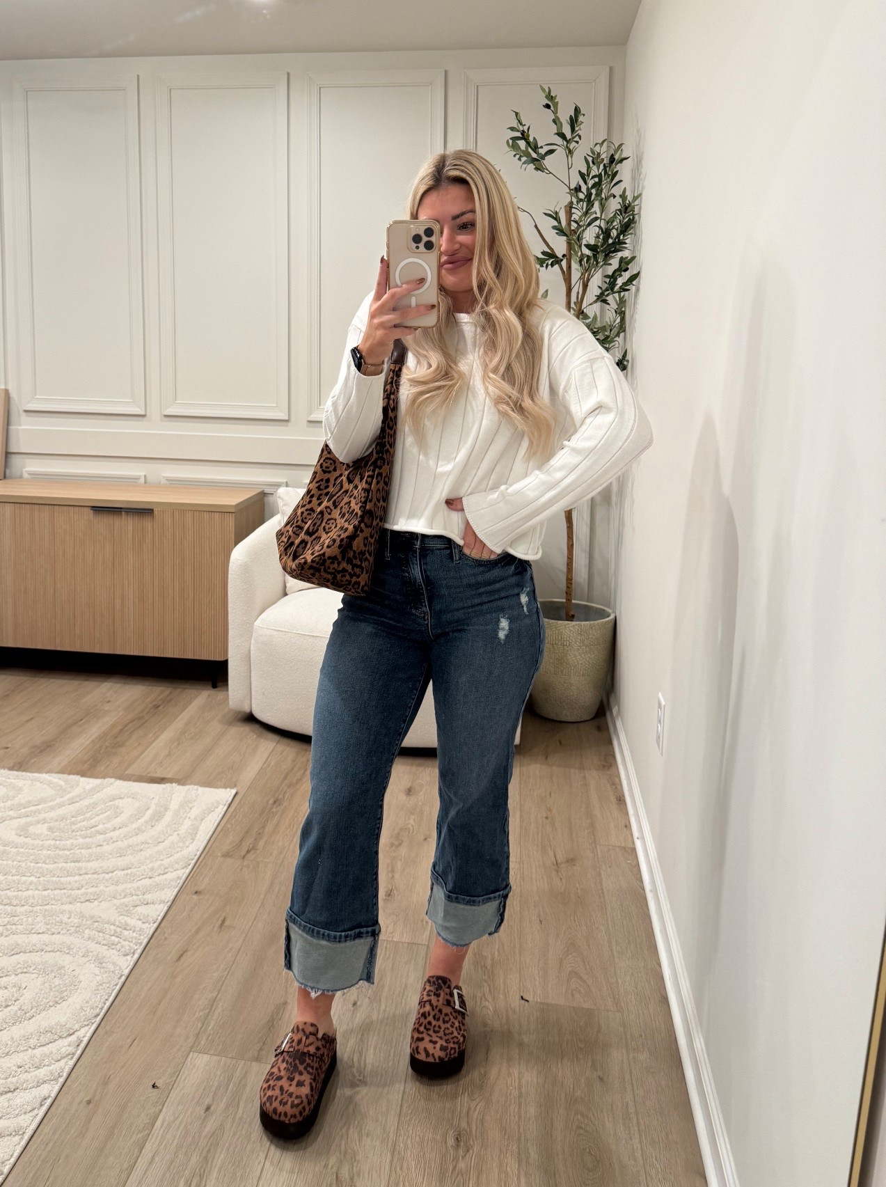 Our favorite jeans from Walmart are back in a dark wash 🙌🏼😍

Paired with a white scoop neck sweater & trendy leopard print slip ons

#walmartpartner #walmartstyle @walmartstyle 

#LTKStyleTip #LTKSeasonal #LTKFindsUnder50