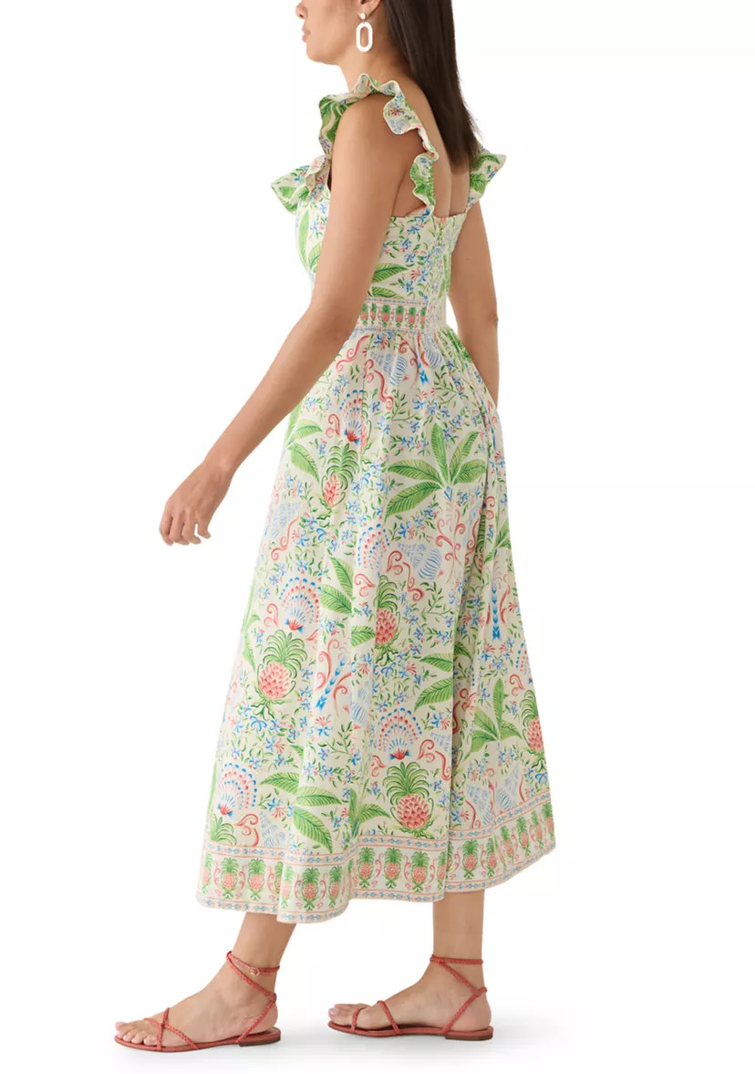 Women's Sleeveless Frill Print Midi Dress | Belk