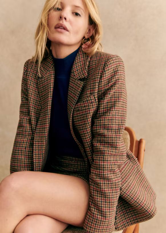 Christie Jacket - Multicoloured houndstooth - Wool - Sézane | Sezane Paris