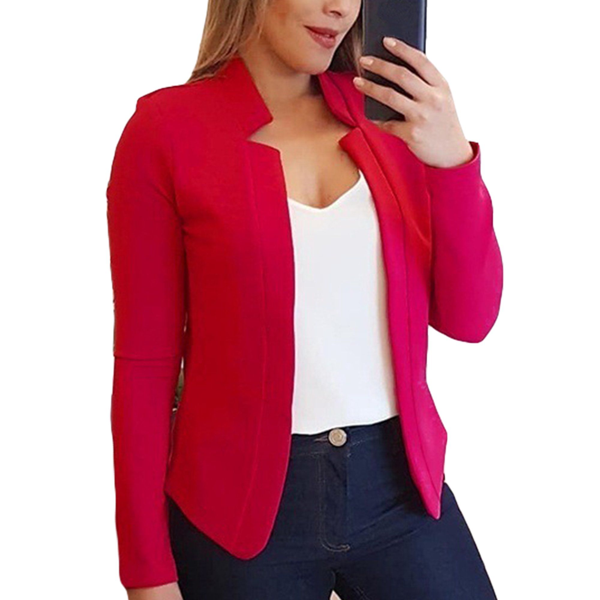 Women Long Sleeve Plain Blazer Suit Tops Jacket Casaul Slim Fit OL Office Evening Cardigan Coat O... | Walmart (US)