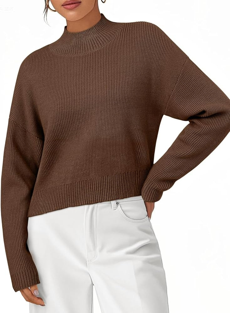 LILLUSORY Womens Turtleneck Mock Cropped Oversized Sweaters Cute Knit Trendy Tops Fashion Clothes... | Amazon (US)