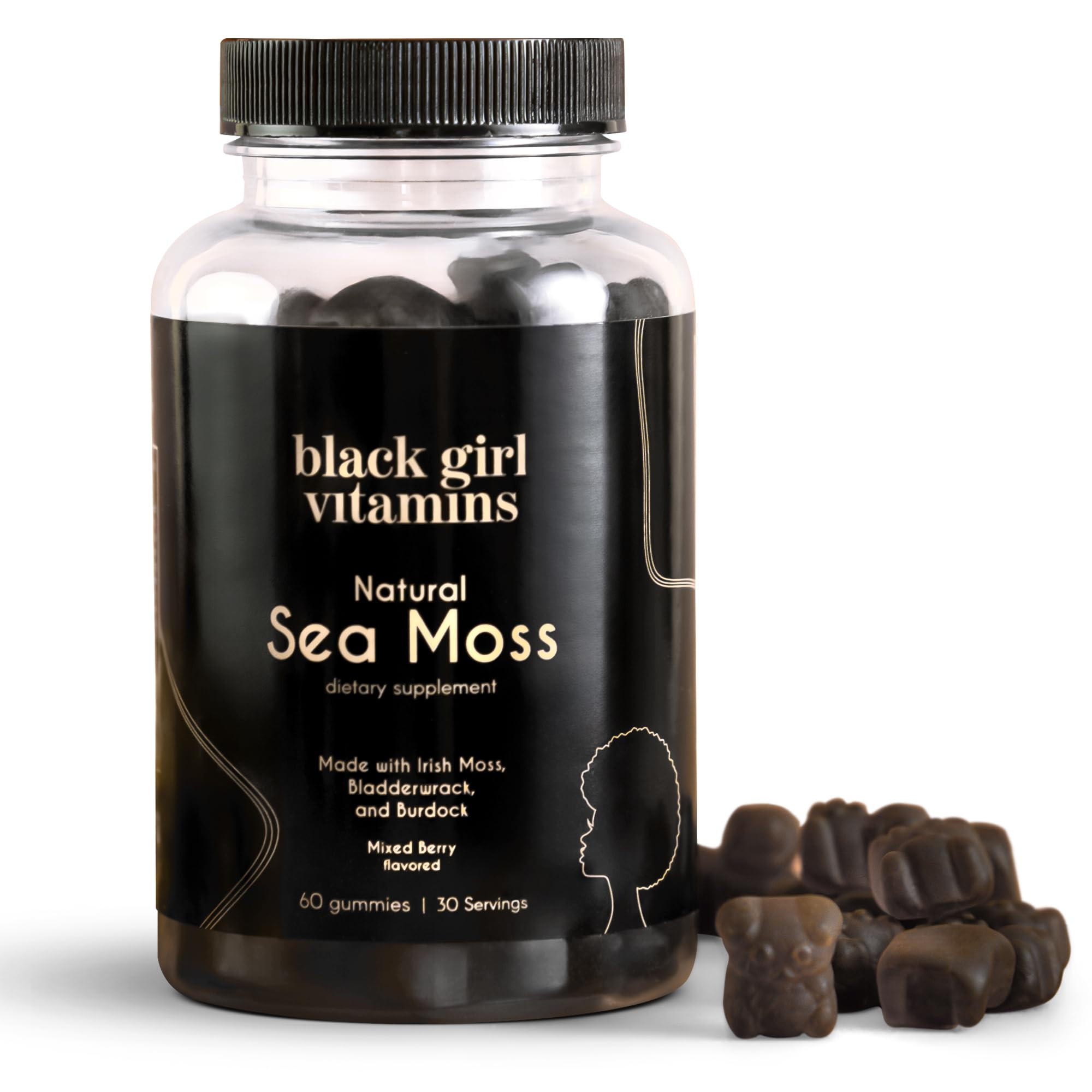 Black Girl Vitamins | Sea Moss Gummies - Irish SeaMoss with Bladderwrack & Burdock - 60 Count | Amazon (US)