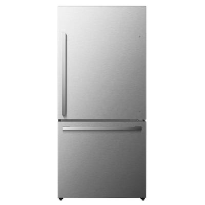 Hisense 17.2-cu ft Counter-Depth Bottom-Freezer Refrigerator with Ice Maker (Stainless Steel) ENE... | Lowe's