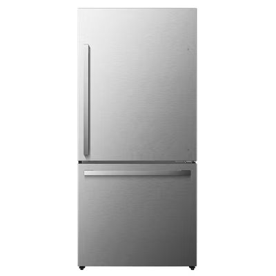 Hisense 17.2-cu ft Counter-Depth Bottom-Freezer Refrigerator with Ice Maker (Stainless Steel) ENE... | Lowe's