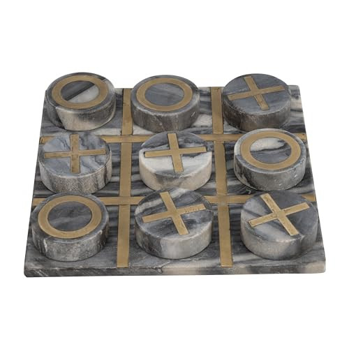 Sagebrook Home Decorative 12" Tic Tac Toe Game - Contemporary Stylish Black and Gold Marble Family Game Night Tic-Tac-Toe Board Idea | Amazon (US)