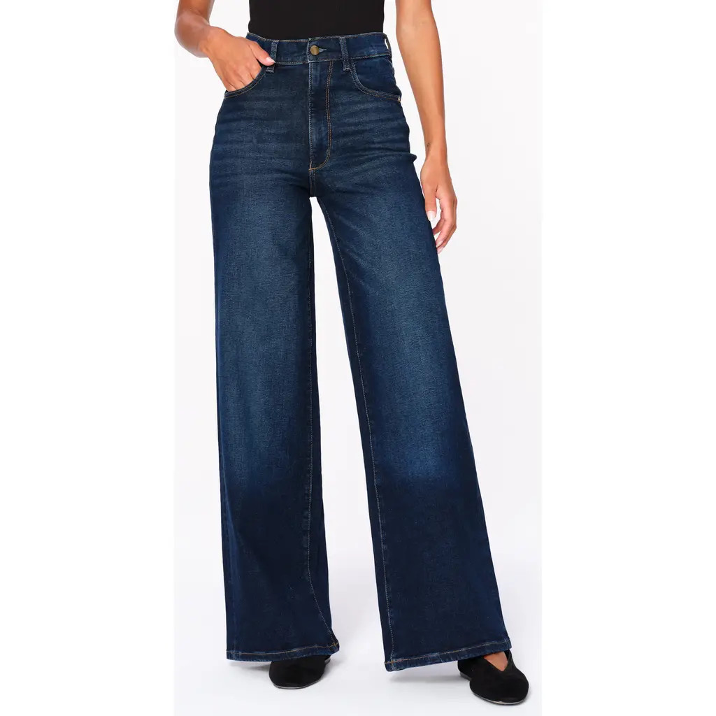 DL1961 Hepburn High Waist Wide Leg Jeans in Mediterranean at Nordstrom, Size 31 | Nordstrom