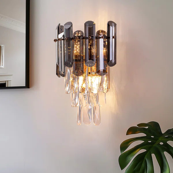 2- Light Dimmable Crystal Wall Sconce Light | Wayfair North America