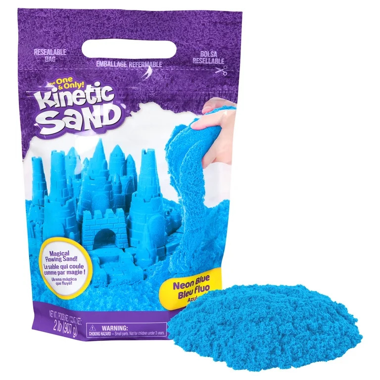 Kinetic Sand, 2lbs Blue Play Sand, Moldable Sensory Toys for Kids, Resealable Bag (Packaging May ... | Walmart (US)