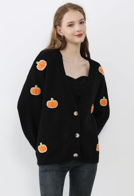 Pumpkin Patch Button Front Knit Cardigan Halloween Costumes | Chicwish