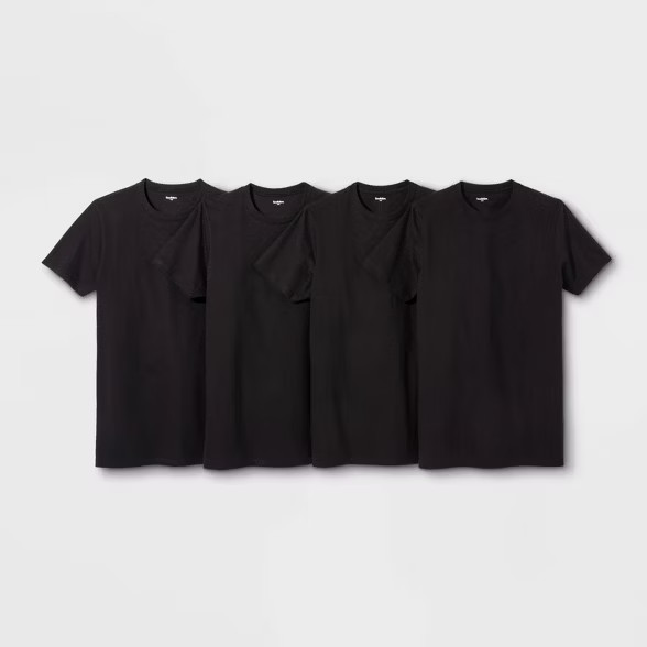 Men's Short Sleeve 4pk Crew-Neck T-Shirt - Goodfellow & Co™ Black | Target