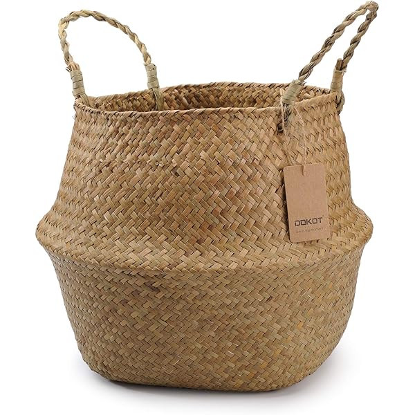 BlueMake Woven Seagrass Belly Basket for Storage Plant Pot Basket and Laundry, Picnic and Grocery... | Amazon (US)