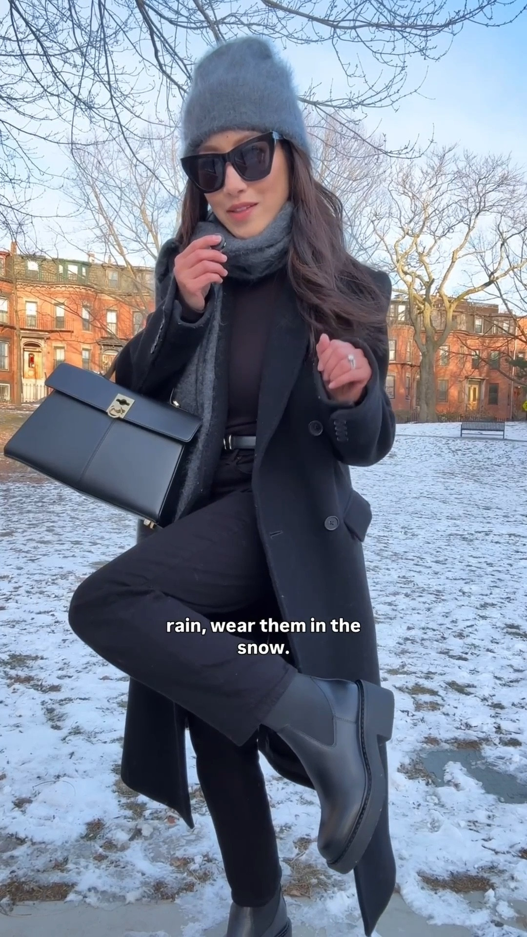 Waterproof boots with a platform for a little boost 

• Aritzia Constant coat 2XS one of my all time favorites. i also have this in charcoal gray. tailored fit, sleeve slightly long on me

• On sale: Blondo waterproof boots 5.5 room for me to fit thicker socks

• loving this lipcolor in Châtaigne Grillée!

• brushed cashmere scarf and beanie. Linked j.crew's which is nice too and Zara options for less

- old abercrombie slim black jeans, linked similar in short. The Quince ones are good but fit a little wider than these

- Cafune bag

- YSL kate sunglasses

- the etsy scarf magnets are the best quality and sturdiest. The amazon little magnets are for thinner lightwegiht scarves only 

Gifts for her, casual holiday , winter warm outfit ideas, wool coat, petite black jeans, winter boots for rainy day or snow

#LTKGiftGuide #LTKmomlife #LTKPetite