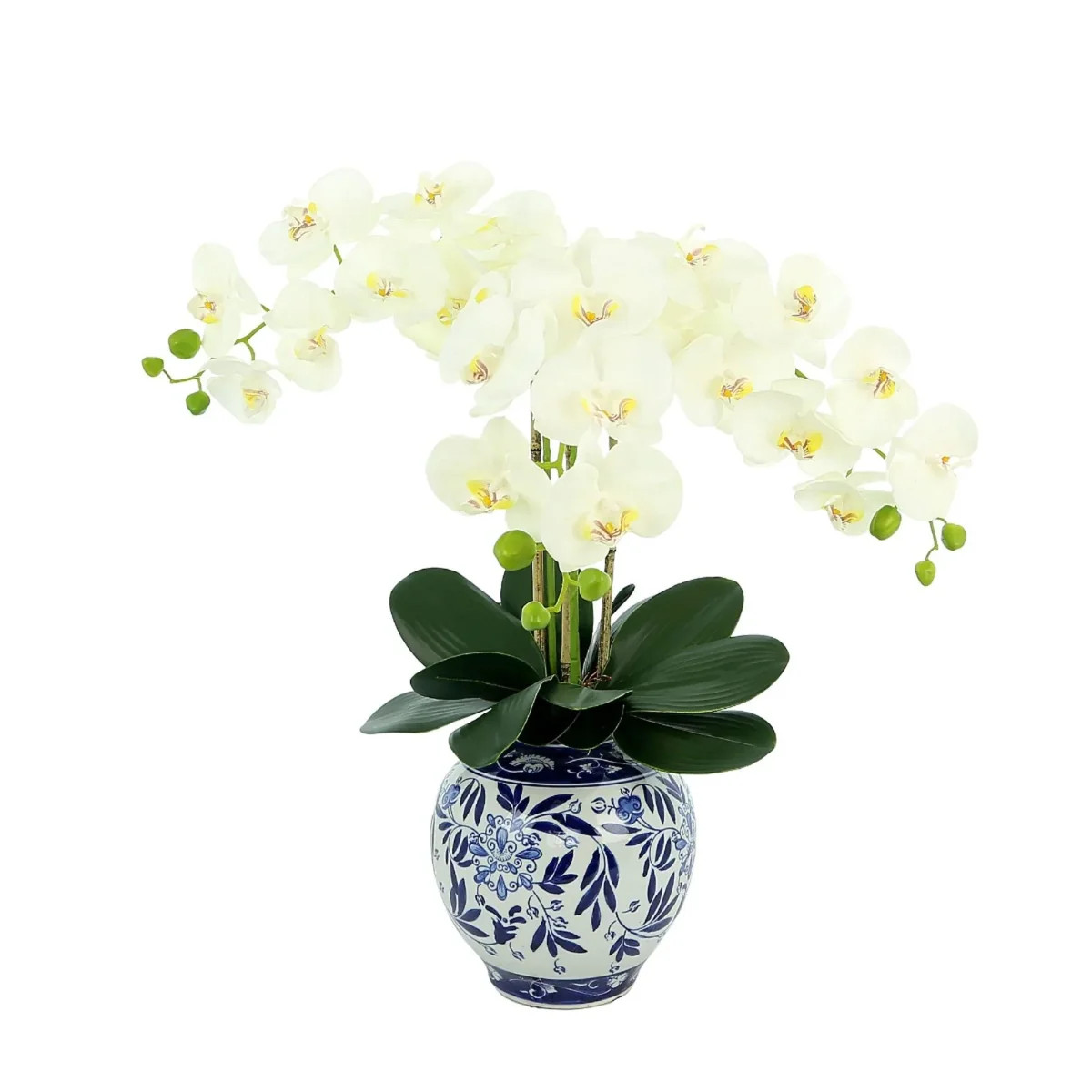Faux White Orchids Floral in Ceramic Vase | The Well Appointed House, LLC