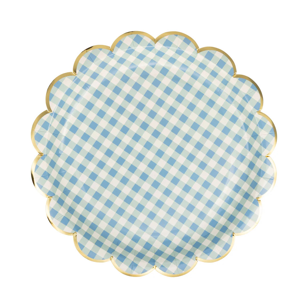 Blue Gingham Paper Plate (8ct) | My Mind's Eye