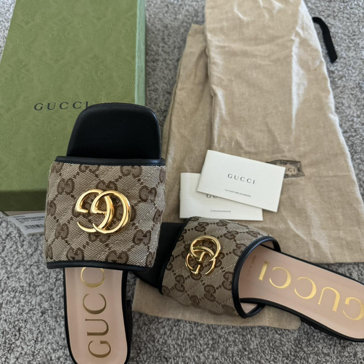 Gucci Women's Slides - Multi/Brown - US 6.5 | Depop US