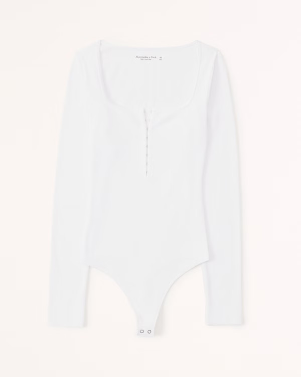 Women's Long Sleeve Hook-and-Eye Henley Bodysuit | Women's Tops | Abercrombie.com | Abercrombie & Fitch (US)