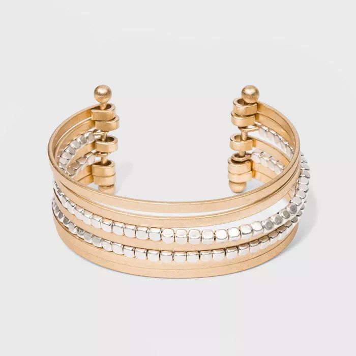 Textured Multi Row Cuff Bracelet - Universal Thread™ Worn Gold | Target