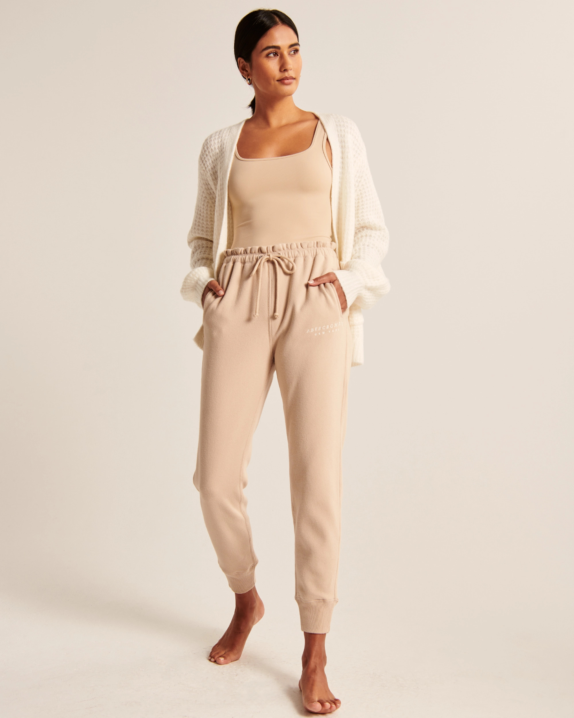 Embroidered Logo Ruffle Waist Joggers | Abercrombie & Fitch (US)